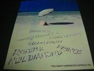 Neil Diamond Roxette Prince Diana Ross More 1992 Promo Poster Ad
