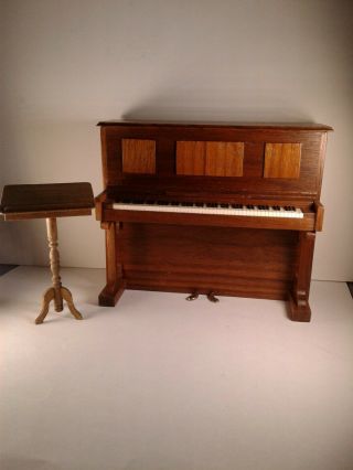 Vintage Wooden Upright Piano,  1:12 Scale Dollhouse Mini Signed & Dated