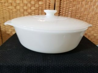 Vintage Anchor Hocking Fire King Milk White 1 1/2 Qt Casserole Dish With Lid 437