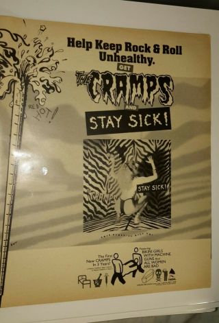 Vintage The Cramps Stay Sick Album Release Advert
