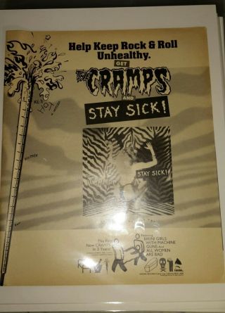 Vintage The Cramps Stay Sick Album Release Advert 2