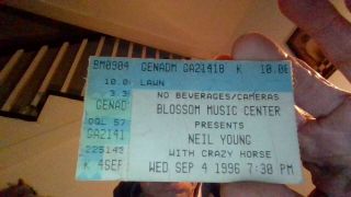 Neil Young Concert Ticket Stub 1996 Blossom Music Center