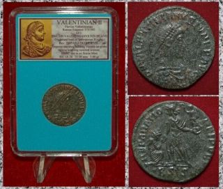 Ancient Roman Empire Coin Valentinian Ii Emperor With Globe Large Bronze