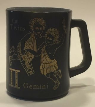 Vintage Black Federal Glass Gemini Mug Horoscope Astrology Zodiac