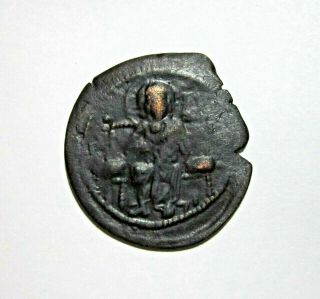 Byzantine,  Bronze Follis.  Constantine Ix 1042 - 1055 Ad.  Jesus King Of Kings.