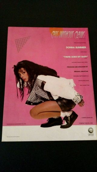 Donna Summer " Cats Without Claws " 1984 Rare Print Promo Poster Ad