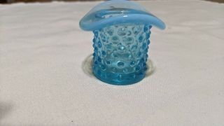 " Fenton " Hobnail Blue Opalescent Top Hat Toothpick Holder