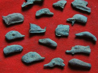 Ancient bronze part from the Dolphin Olbia coin 1 - 3 century 3