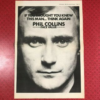 Phil Collins 1981 Nme Advert/poster Great For Framing,  Bunny Wailer