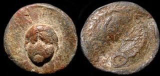 Extremely Rare Roman Period Lead Tessera,  Gorgoneion Medusa Head,