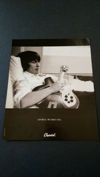 The Beatles George Harrison " We Miss You " Rare Print Promo Poster Ad