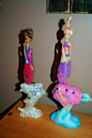 Set Of 2 Vintage 2004 Sky Dancers Flying Fairies Dolls With Bases.  Moon And Me