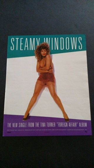Tina Turner " Steamy Windows " 1989 Rare Print Promo Poster Ad