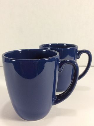 Set Of 2 Corelle Corning Stoneware Coffee/tea Mugs Cups Navy Blue 12 Oz
