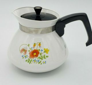 Vintage Corning Ware Wildflower 6 Cup Stove Top Teapot With Lid P - 104 Euc