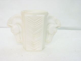 Vtg Macbeath - Evens Double Horse Head Art Deco Vase Milk Glass