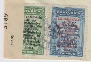 COSTA RICA 1944 DOUBLE CENSORED multi franked cover SAN JOSE - IPSWICH ENGLAND 3