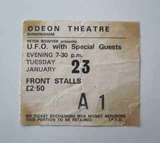 Ufo - Concert Ticket Stub Birmingham 1979 Strangers In The Night Uk Tour