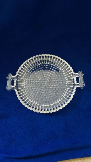 Vintage Oval Crystal Glass Serving Dish/tray/ Plate With Handles 10 "