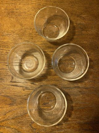 4 Vintage 5 oz.  Clear Pyrex Custard Cups Scalloped 3 Rings 462 3