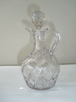 Antique Eapg Late 19th /early 20th C.  Clear Vinegar Cruet With Stopper