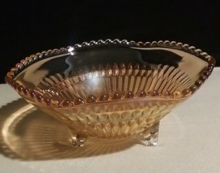 Vintage Jeanette Carnival Glass Marigold Iridescent Bowl Anniversary Pattern
