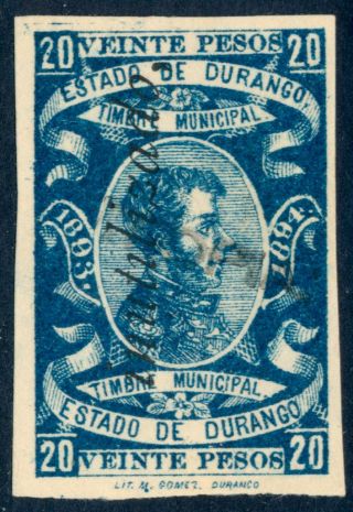 Bz45 Mexico Revenue Du 80 Imp 20$ 1893 - 94 Inutiliazdo Est $10 - 20