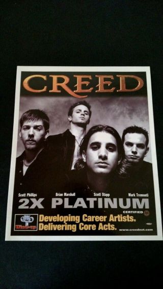 Creed 2x Platinum 1998 Rare Print Promo Poster Ad