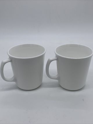 Set Of 2 Corning Corelle Winter Frost White D Handle Coffee Mugs Cups