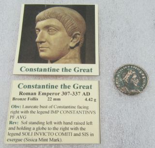 303 - 337 Ad Constantine The Great Bronze Follis Ancient Roman Coin