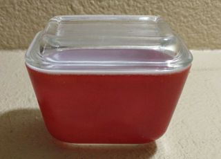 Vintage Pyrex 501 Small Refrigerator Dish With Lid Primary Red 1 ½ Cup