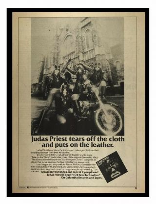 1979 Judas Priest Hell Bent For Leather Album Release Promo Vintage Print Ad