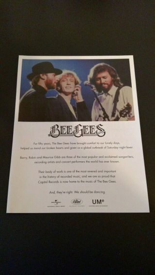 Bee Gees " 50 Yrs.  Song Writers,  Performers " Rare Print Promo Poster Ad
