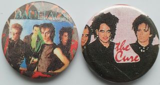 Bauhaus The Cure Vintage Button Badges Goth Post Punk Rock Robert Smith Pins