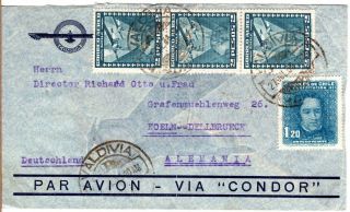 1936 Chile Airmail Cover To Germany - Valdivia - Via Condor - With 8 Stamps