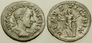 007.  Roman Silver Coin.  Gordian Iii,  Ar Denarius.  Rome.  Venus.  Vf