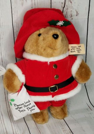 Vtg Christmas Paddington Bear Santa Clause Eden Toys Plush Impeccable