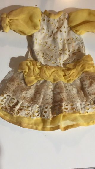 Antique Cotton Silk Dress For French Doll Jumeau Steiner Size 5 - 6