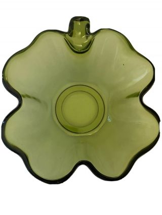 Vintage Green Glass Shamrock Candy Dish Bowl