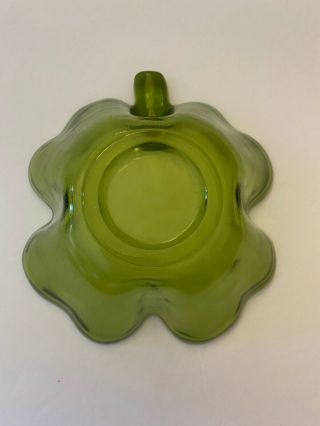 VINTAGE GREEN GLASS SHAMROCK CANDY DISH BOWL 3