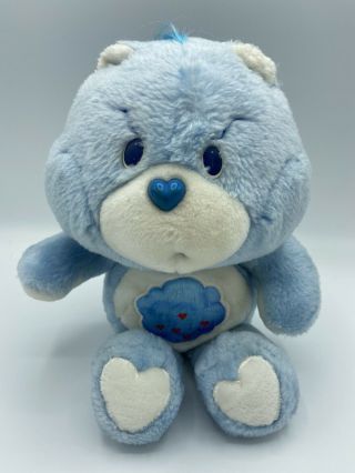 Vintage 1983 Kenner Grumpy Care Bear Blue Plush Rain Cloud Hearts 13” Pre - Owned