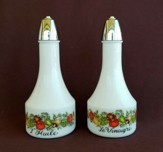 Corning Ware Vintage Spice Of Life Oil And Vinegar Cruet Bottles By Gemco