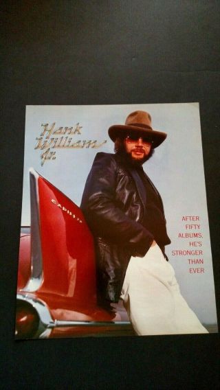 Hank Williams Jr.  After 50 Albums,  1985 Rare Print Promo Poster Ad