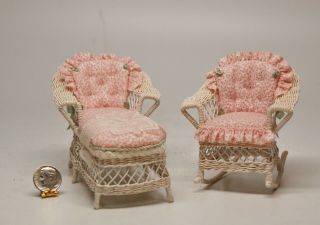 Real Wicker Chaise Lounge And Rocker By Melinda Small Patterson,  1988,  1:12