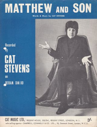 Cat Stevens Rare 1966 Pop Sheet Music " Matthew And Son "