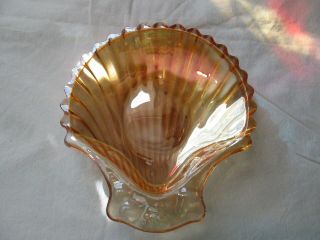 Vintage Amber Gold Carnival Glass Shell Candy Trinket Soap Dish
