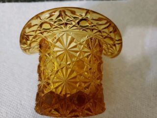 Vintage Fenton Amber Daisy & Button Glass Top Hat Toothpick Holder