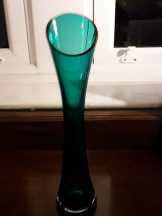 Vintage Italian Empoli Blue Art Glass Vase 60s 70s Kistch Retro Funky Modernist