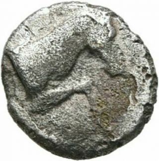 Ancient Greece 4 Cent Bc Thessaly Tiny Silver Obol Horse/rays