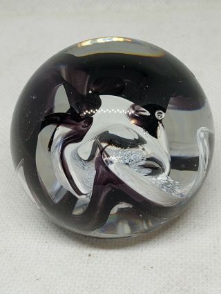 Caithness Scotland Moon Crystal Black & White 2 " Paperweight